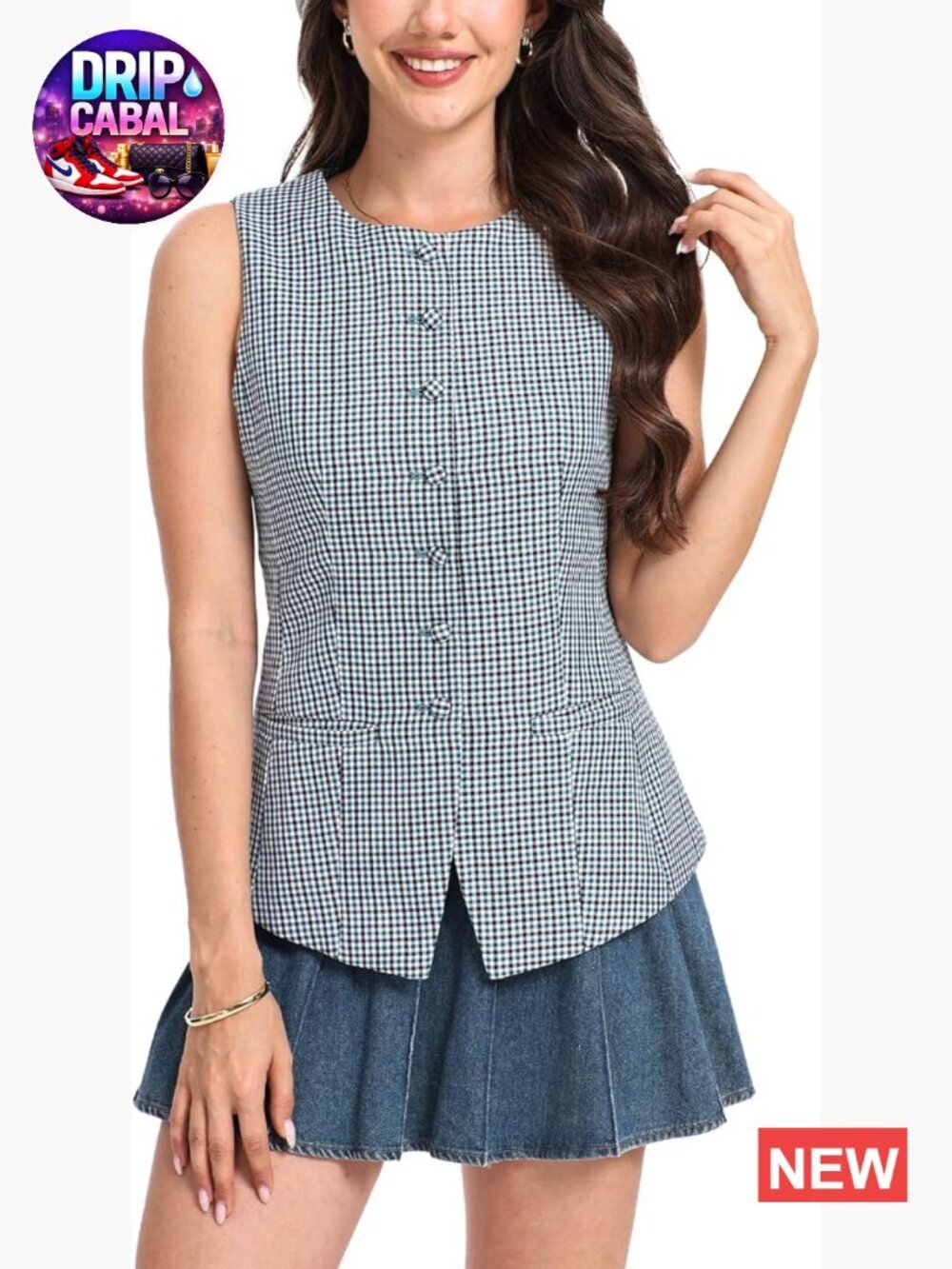 Sleeveless Button Down Vest Crop Top for Work Business Casual